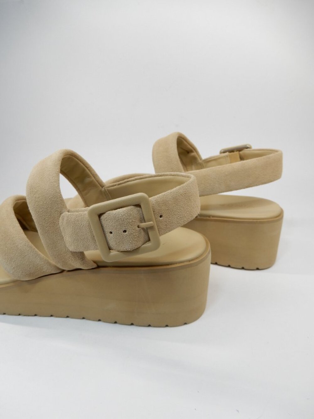 VINCE Skylar Low Wedge Slingback SANDALS Size 8.5 Nude Beige Suede NEW $280 - Picture 10 of 16